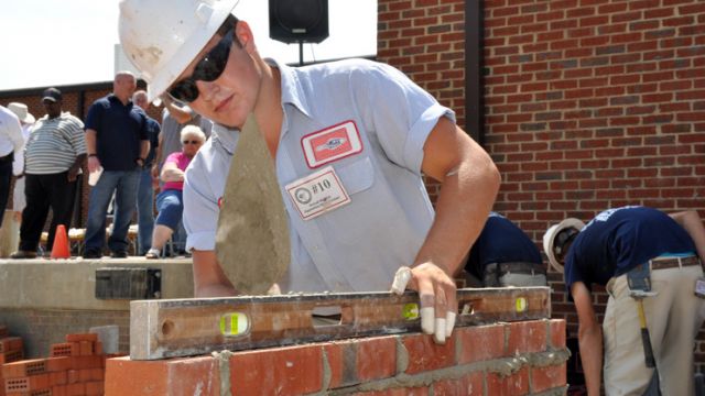 Lane Mullis of McGee Brothers Company in Monroe is the Champion of the 2015 Annual NCMCA Masonry Apprentice Skills Contest